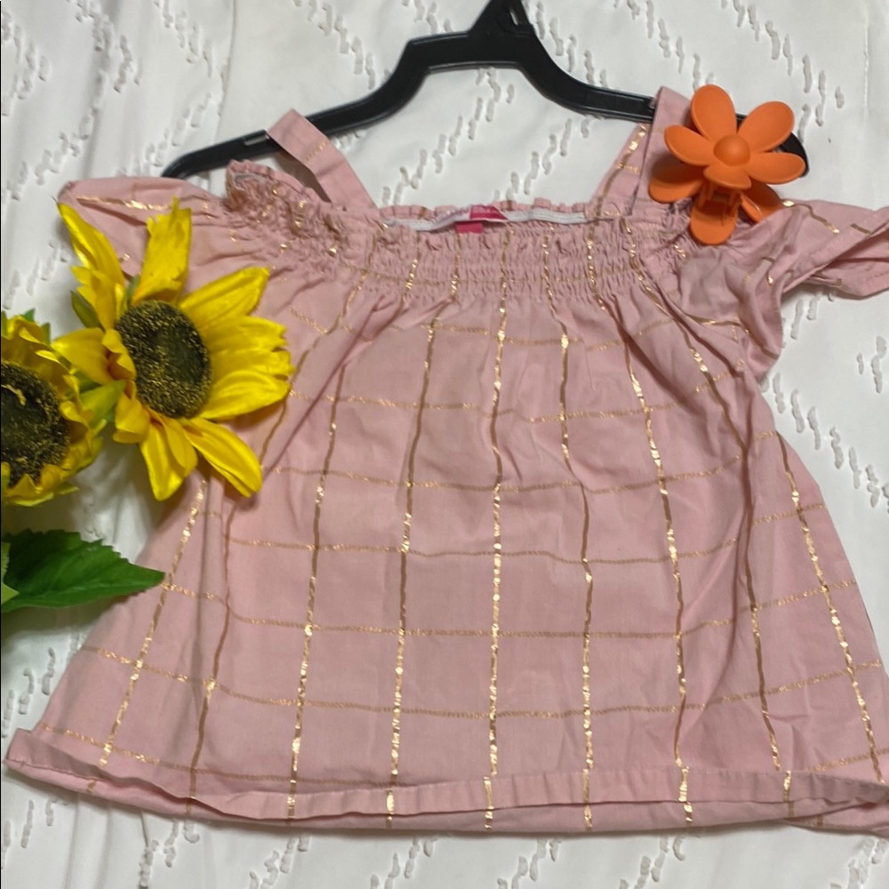 Penelope Mack Pink and Gold Blouse with Textured Design